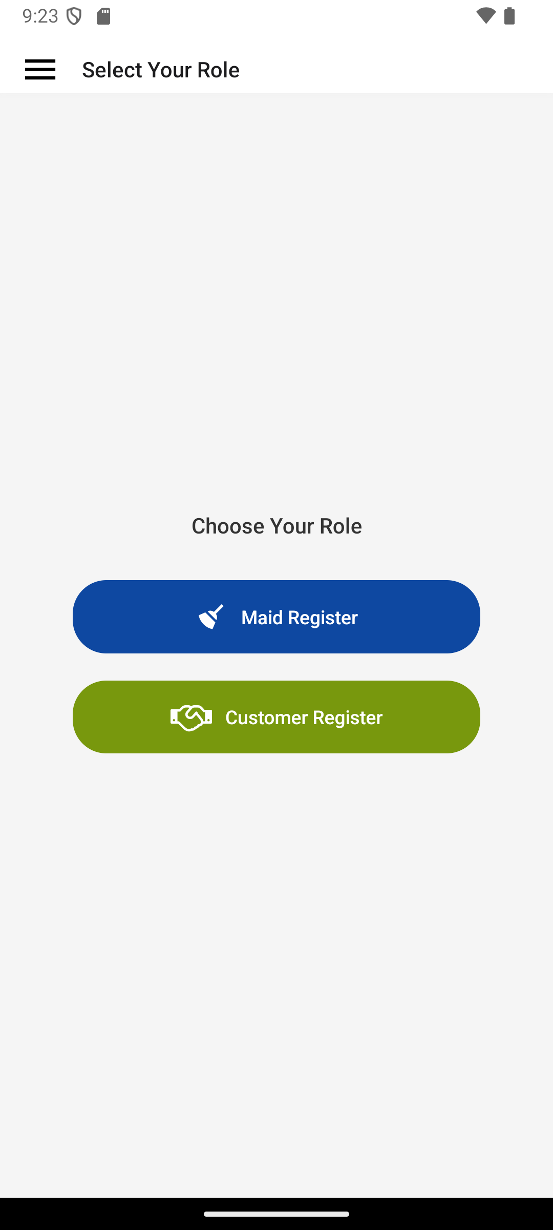 Login screen of MaidChamp